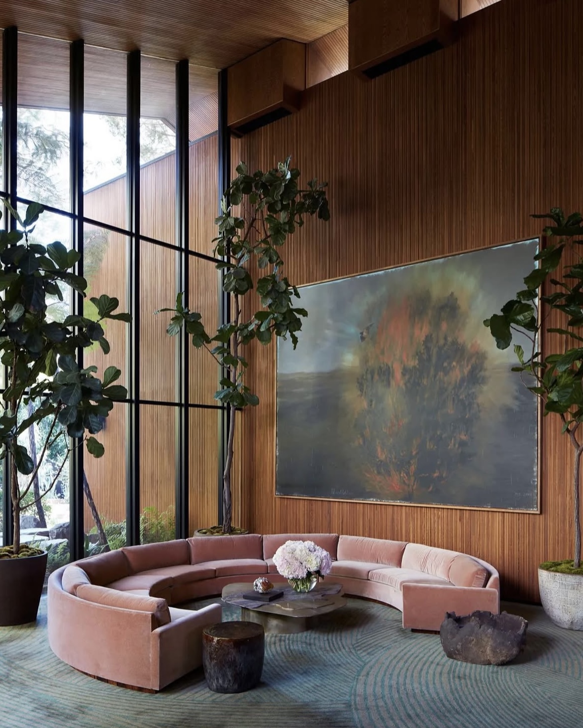 A. Quincy Jones modernist interior with large windows